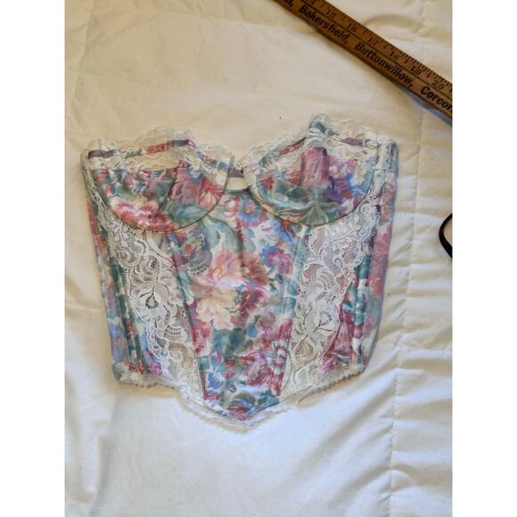 VTG Christian Dior Women's Boned Longline bustier Strapless Bra Size 34B floral - Picture 5 of 9